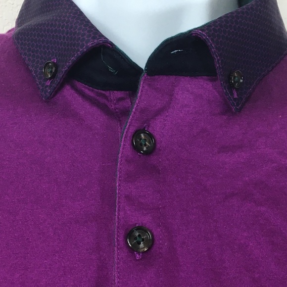 Ted Baker Purple Joe Joe Print Collar Polo Shirt - Picture 8 of 13